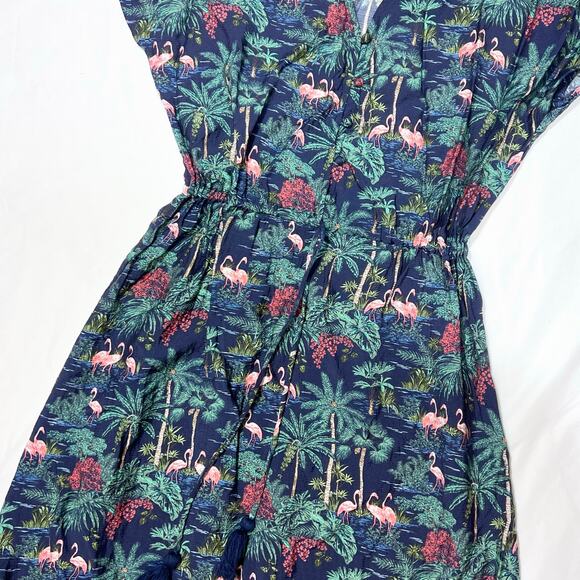 Vineyard Vines Textured Button Front Kaftan Sleeveless Dress Tropical Navy Small - Picture 9 of 14